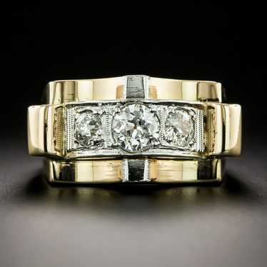 Bold Retro Three-Stone Diamond Ring