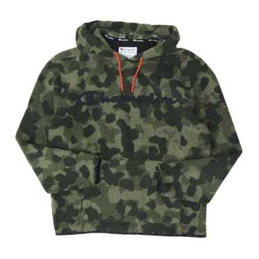 Mens Champion Camo Fleece Hoodie Sweatshirt Army … - image 1