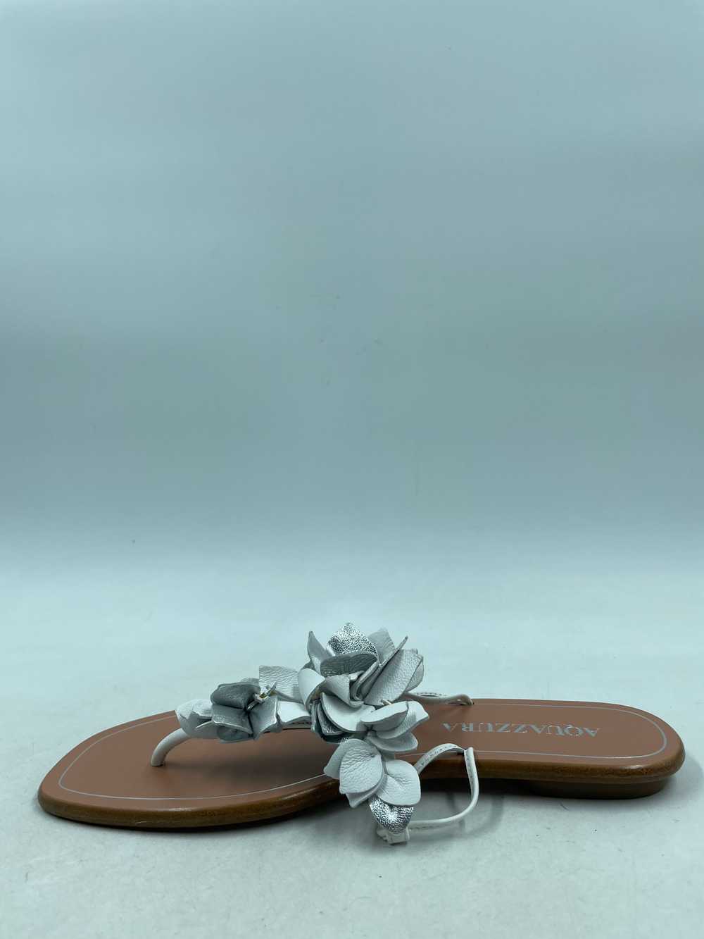 Authentic Aquazzura Silver T-Bar Sandals W 6 - image 2