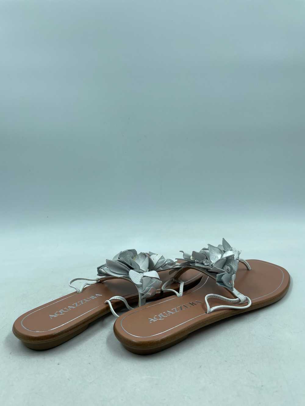 Authentic Aquazzura Silver T-Bar Sandals W 6 - image 4