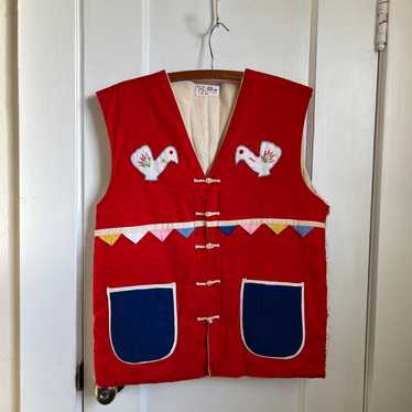 Vintage Chinese Feng Huang Quilted Padded Vest