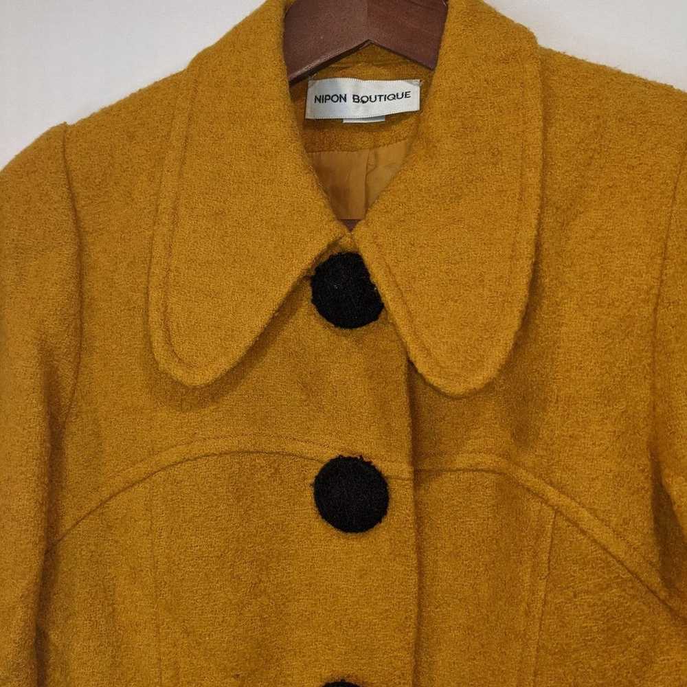 Vintage Nipon Boutique Yellow Wool Blazer Size 6 - image 2