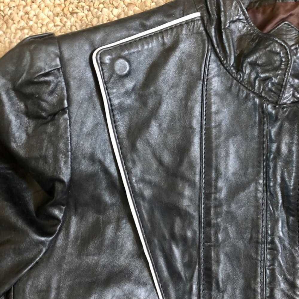 Vtg casablanca black leather bomber moto - image 4