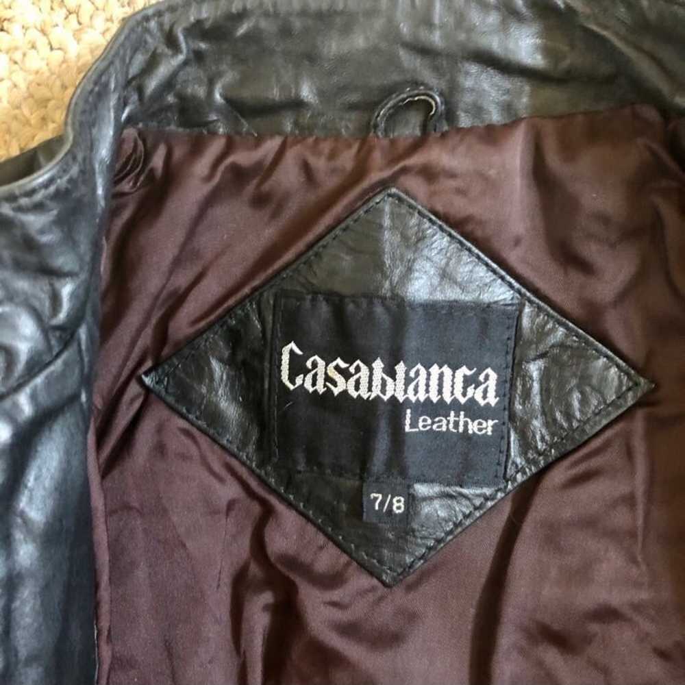 Vtg casablanca black leather bomber moto - image 5