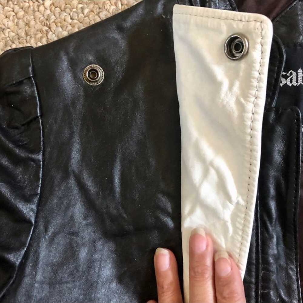 Vtg casablanca black leather bomber moto - image 6