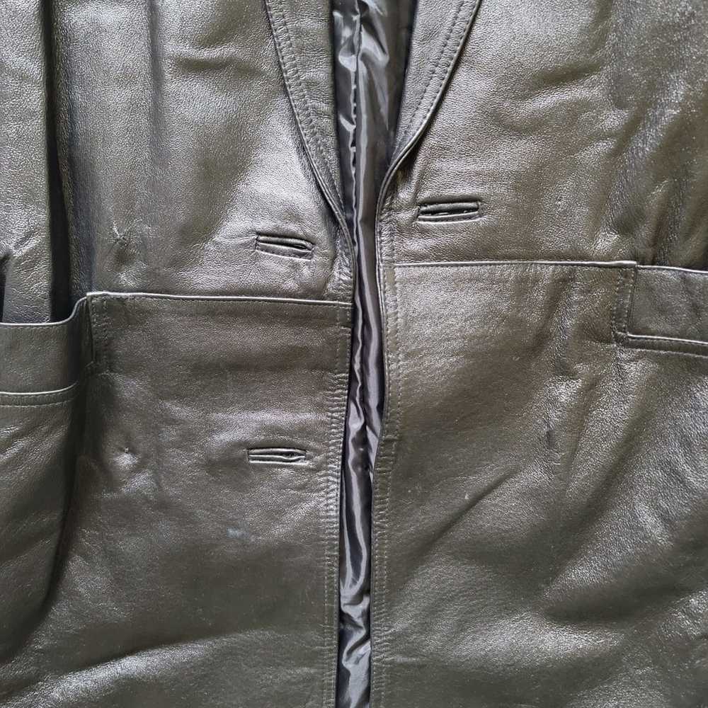 70s Black Leather Trench Coat - image 8