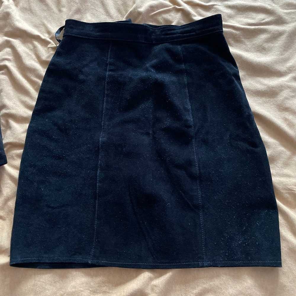 Vintage Genuine Leather suede Jacket & Skirt set - image 5