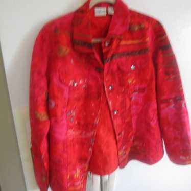 Vintage chicos artsy  silk jacket s m 1 - image 1
