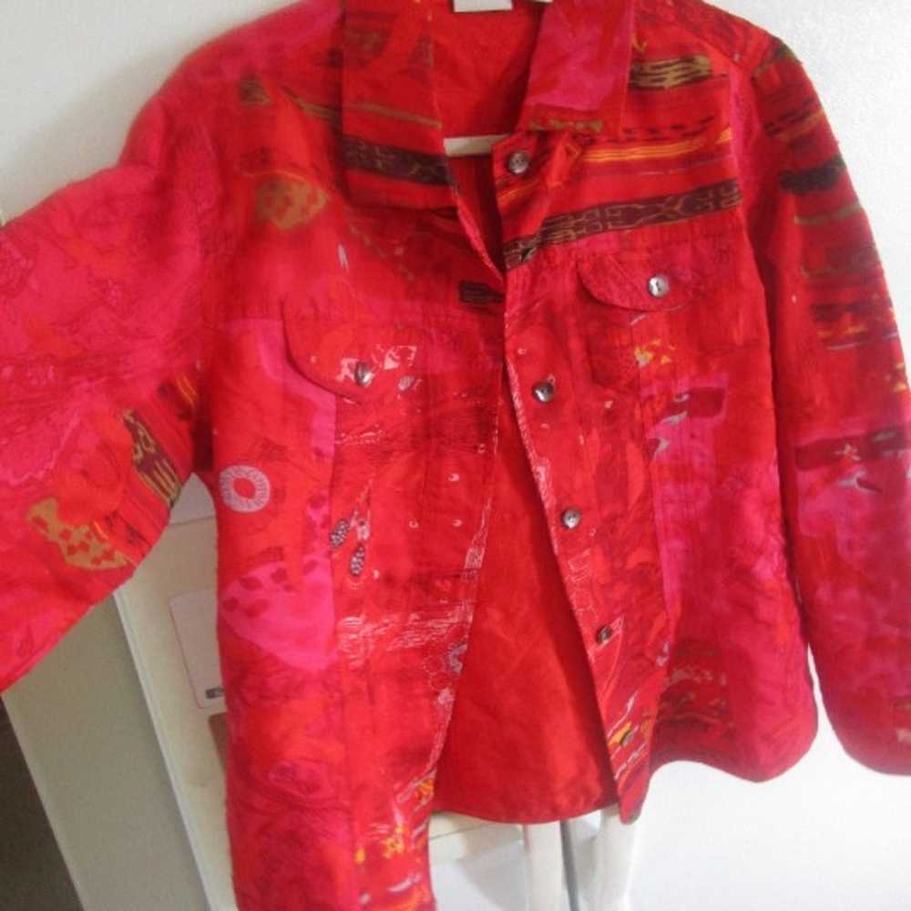 Vintage chicos artsy  silk jacket s m 1 - image 3