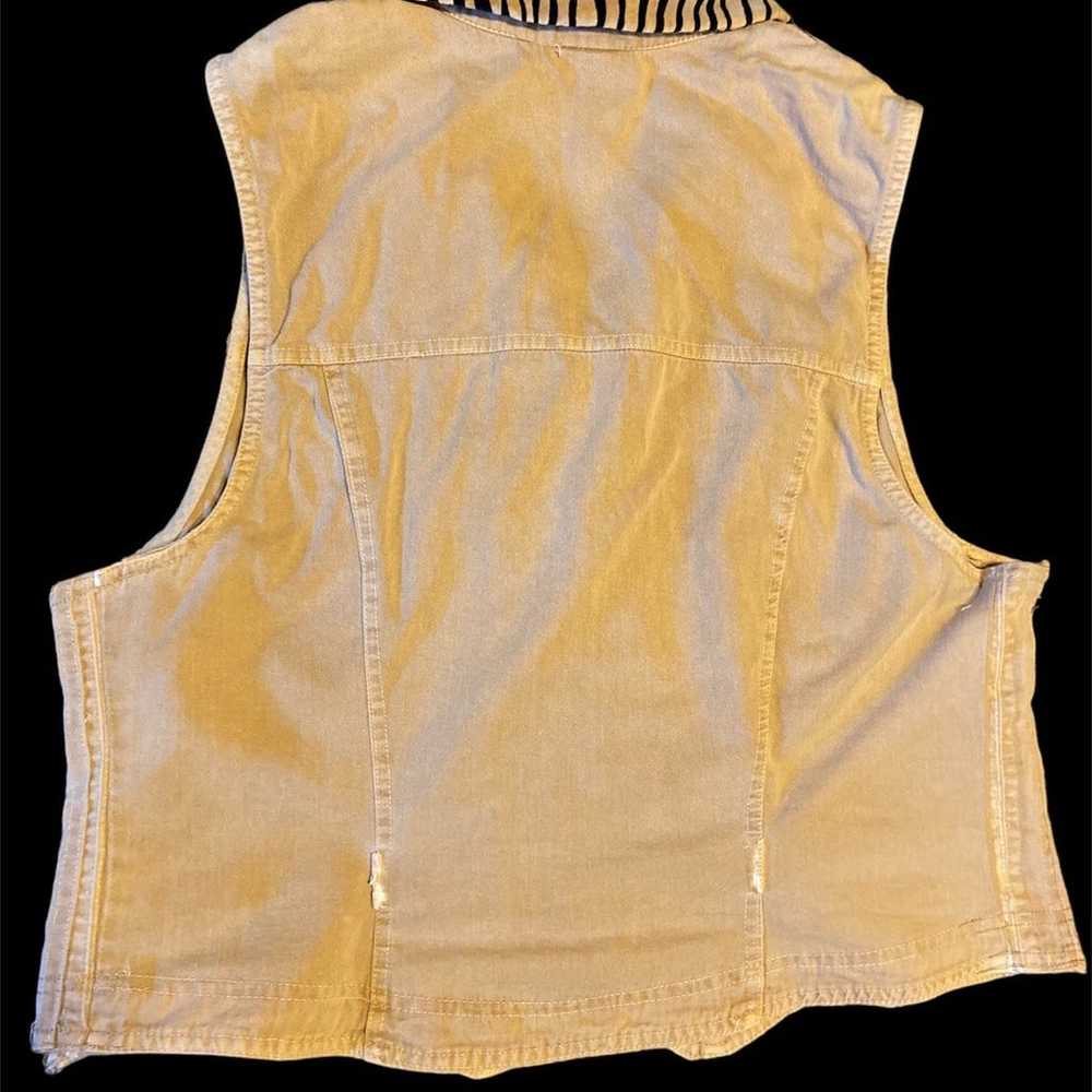 Vintage Nina Piccalino Tan Denim Vest With Brown … - image 2