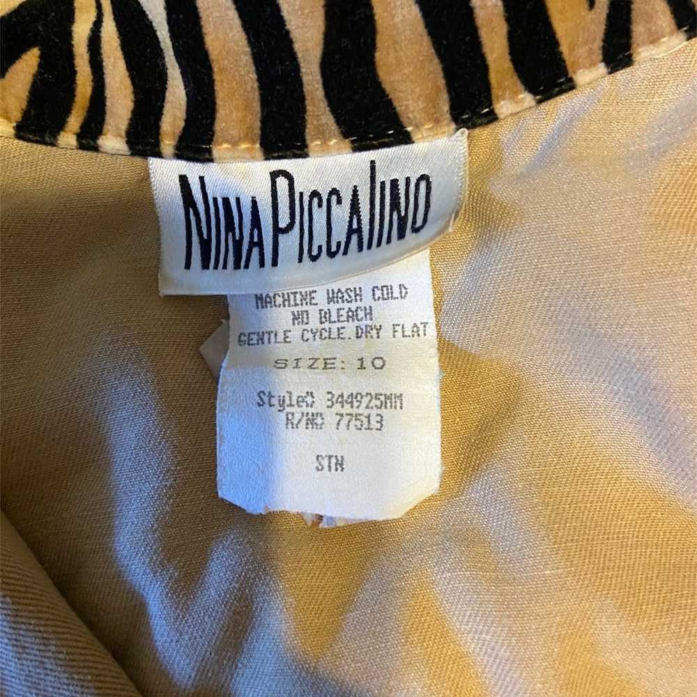 Vintage Nina Piccalino Tan Denim Vest With Brown … - image 5