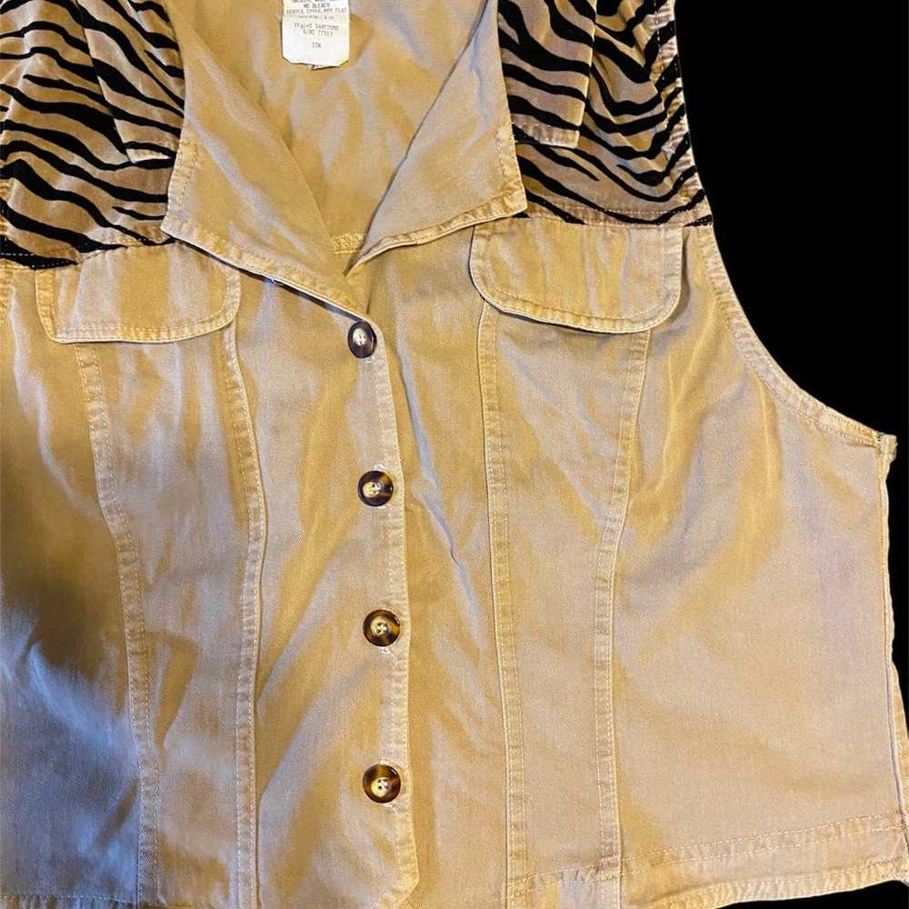 Vintage Nina Piccalino Tan Denim Vest With Brown … - image 7