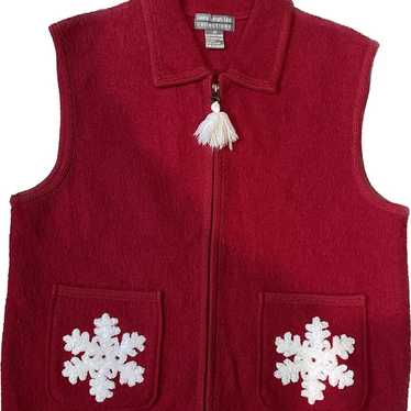 Vintage 100% Wool Christmas Winter Snowflake Swea… - image 1