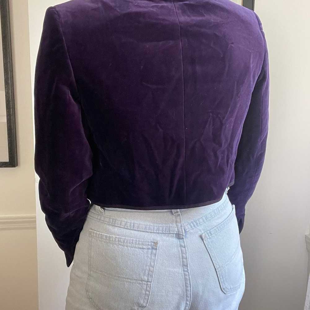 Vintage Jaeger Jewel Purple Velvet Cropped Jacket… - image 4