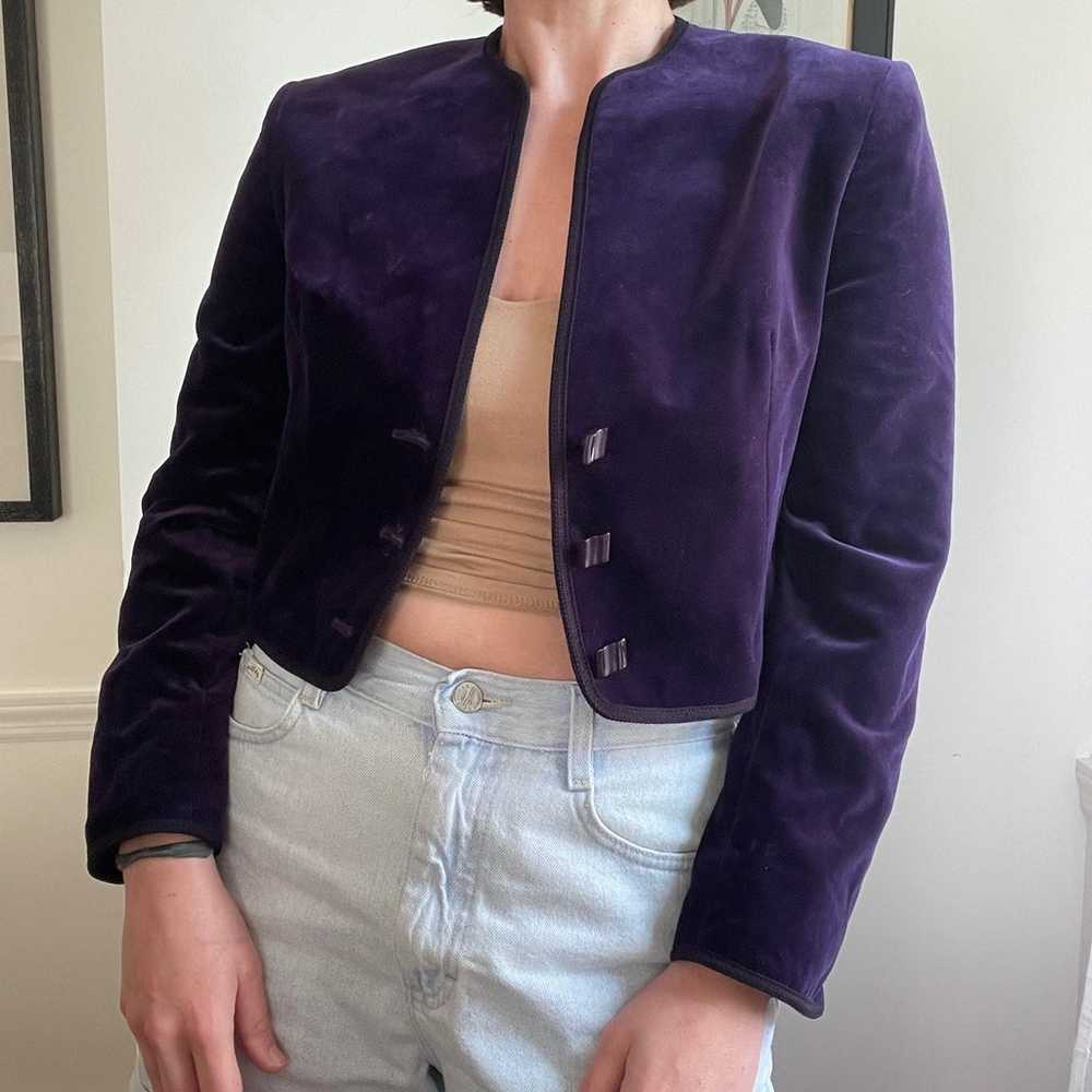Vintage Jaeger Jewel Purple Velvet Cropped Jacket… - image 5