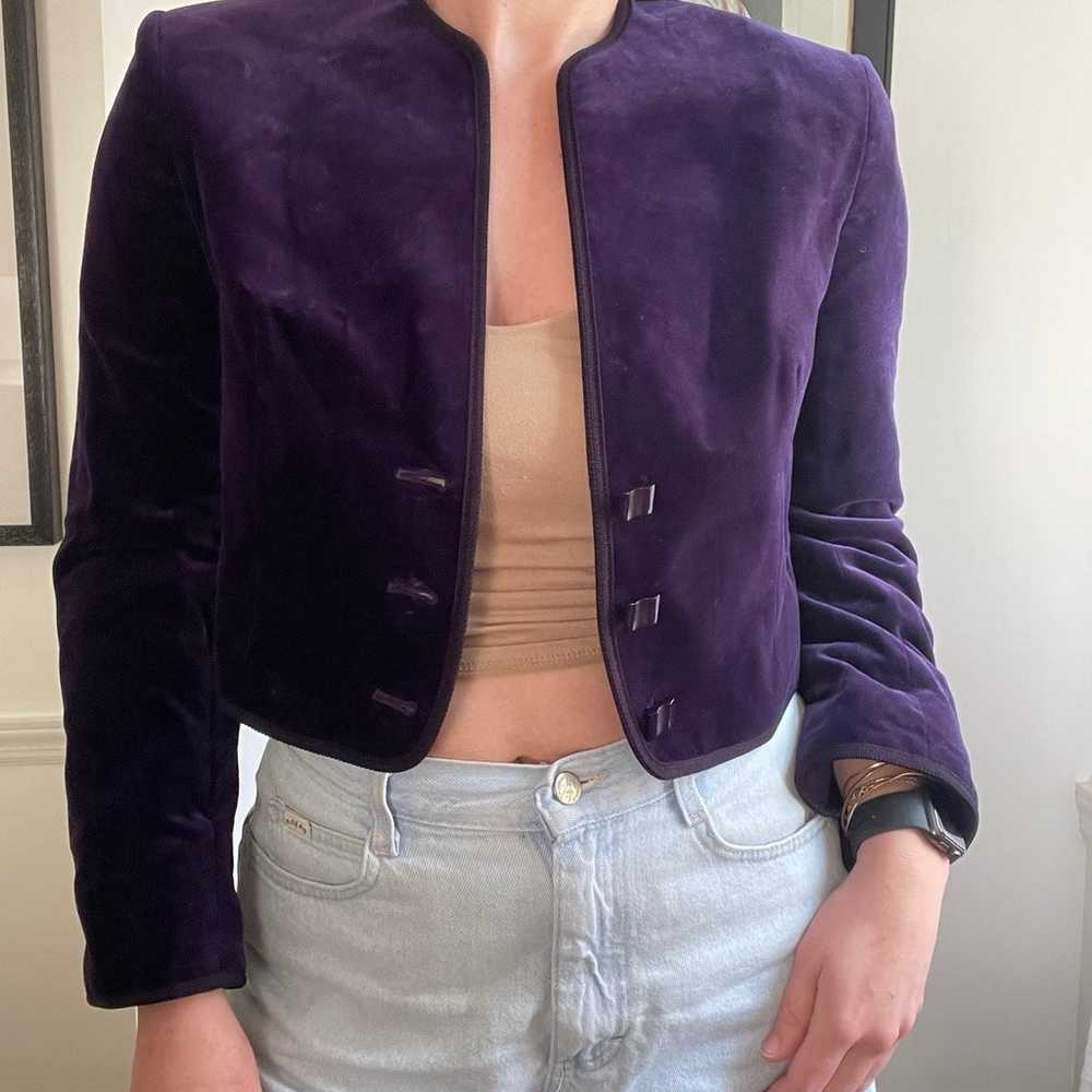 Vintage Jaeger Jewel Purple Velvet Cropped Jacket… - image 8