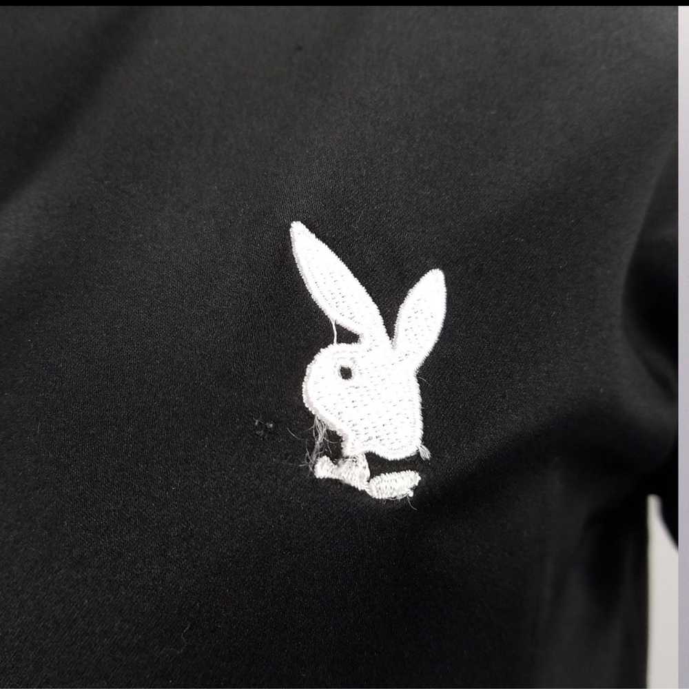 Vintage Playboy Bomber Jacket Black Satin Bunny Z… - image 3