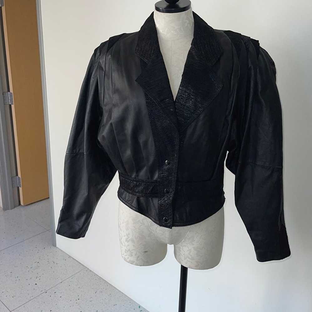 G-III Vintage Womens Crop Jacket Size Medium Blac… - image 12