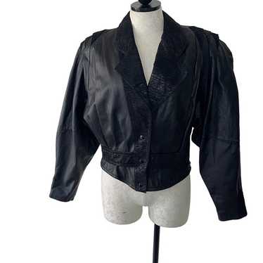 G-III Vintage Womens Crop Jacket Size Medium Blac… - image 1