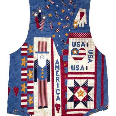 Vintage 90s handmade patriotic reversible vest - image 1