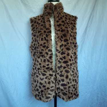 Cheetah Leapord Print Faux Fur Vest