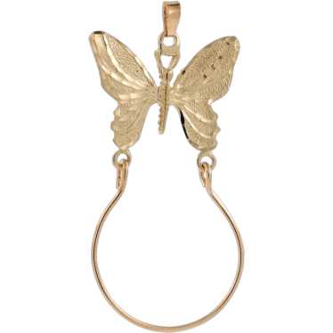 Butterfly Charm Holder Pendant 14K Yellow Gold Di… - image 1