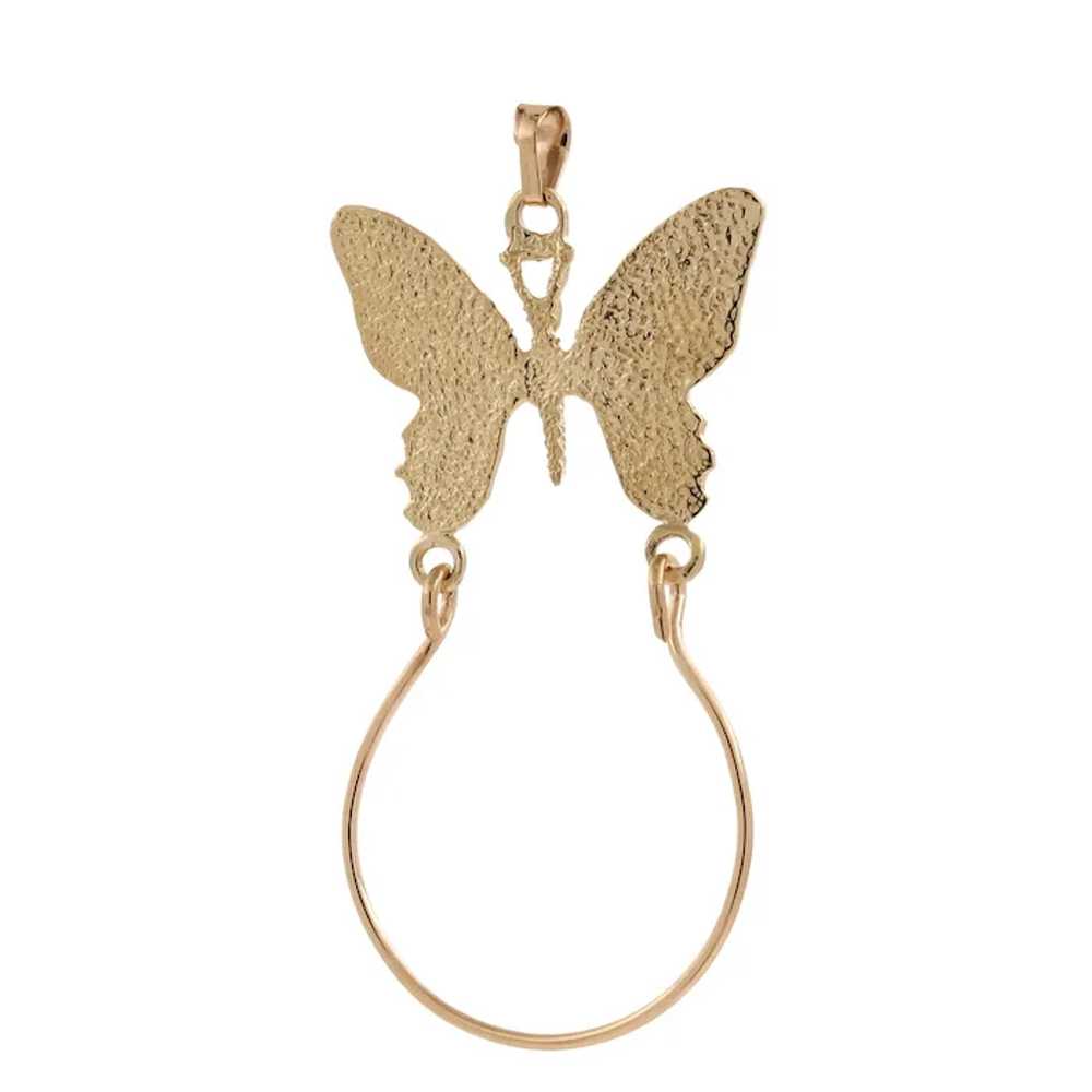 Butterfly Charm Holder Pendant 14K Yellow Gold Di… - image 3