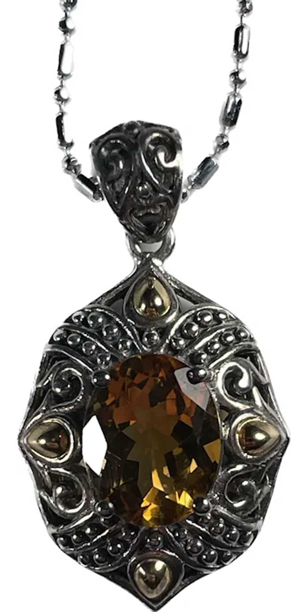 Vintage Sterling Silver and Citrine with 18K Gold… - image 2