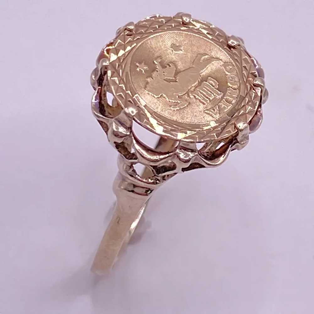 Vintage VIRGO Astrology or Zodiac Ring 14K Two-To… - image 3