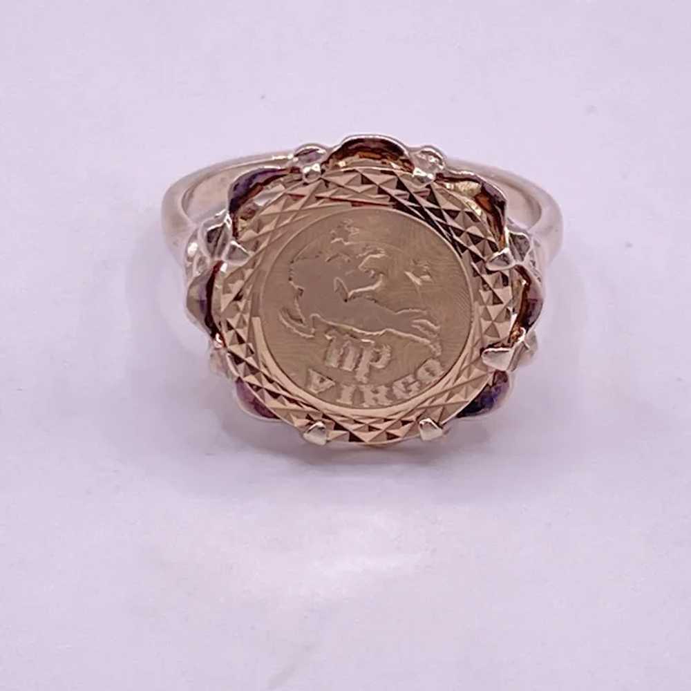 Vintage VIRGO Astrology or Zodiac Ring 14K Two-To… - image 4