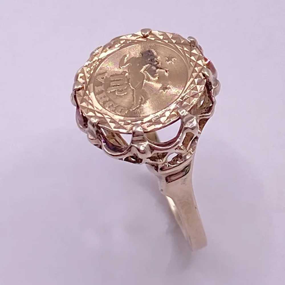Vintage VIRGO Astrology or Zodiac Ring 14K Two-To… - image 5