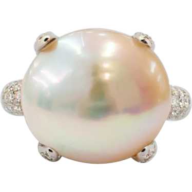 Ladies Vintage 18K White Gold Pearl & Diamonds Co… - image 1