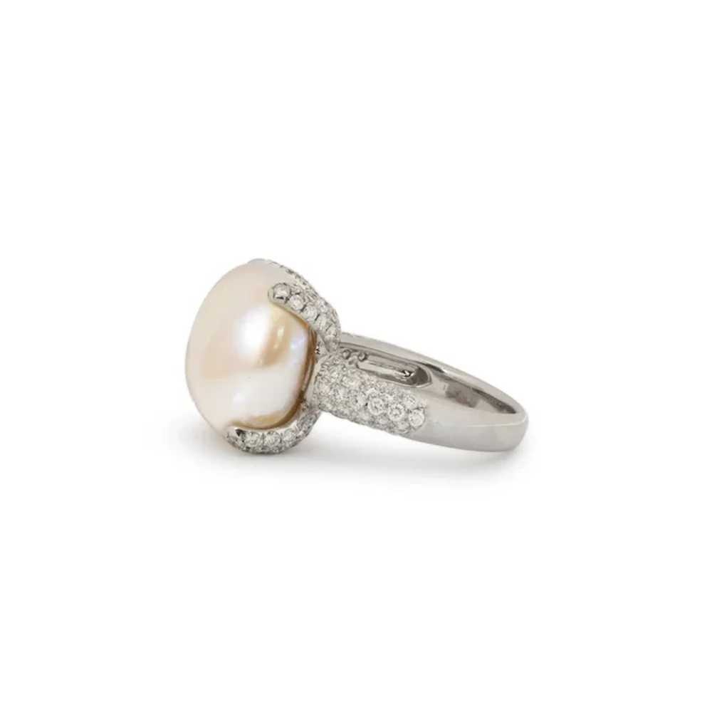 Ladies Vintage 18K White Gold Pearl & Diamonds Co… - image 3