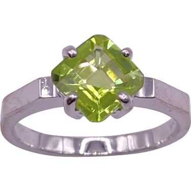 Peridot Solitaire Ring 1.45 Carat 14K White Gold - image 1