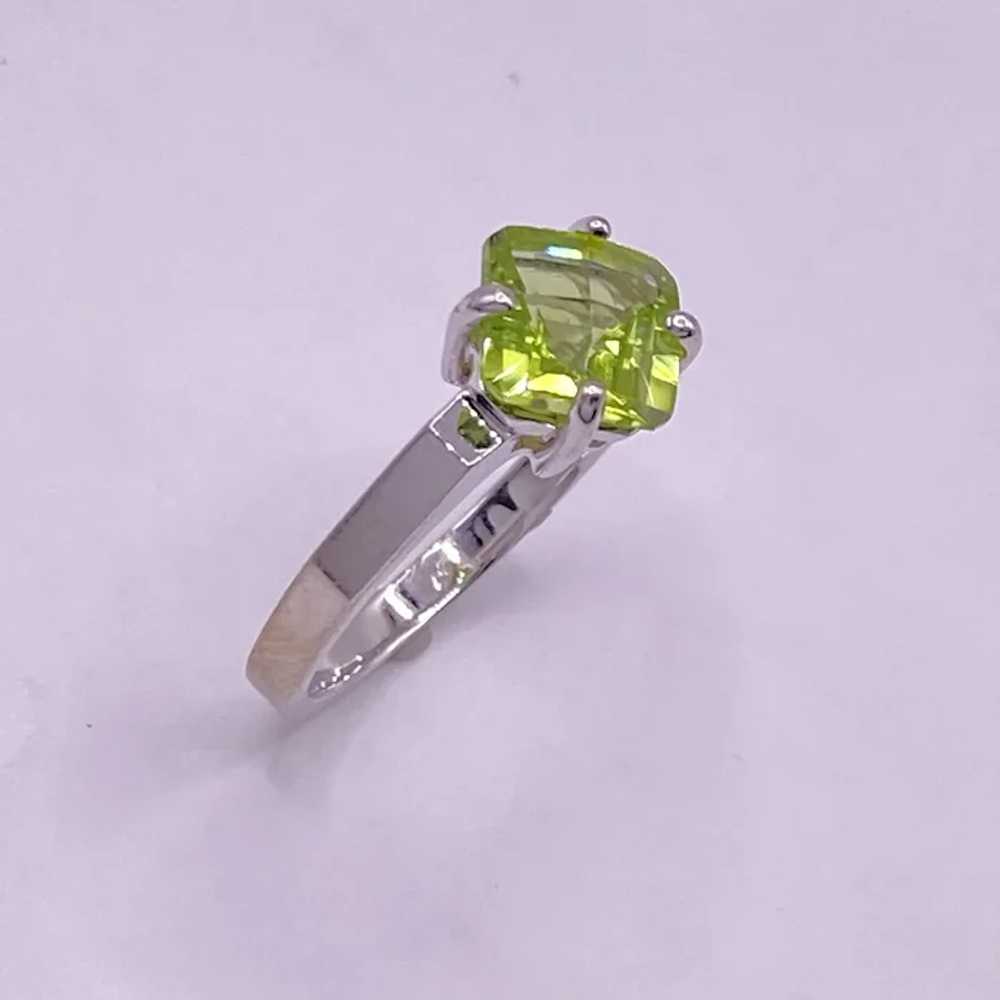 Peridot Solitaire Ring 1.45 Carat 14K White Gold - image 2