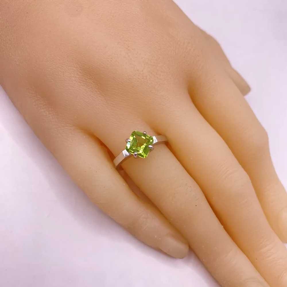 Peridot Solitaire Ring 1.45 Carat 14K White Gold - image 3