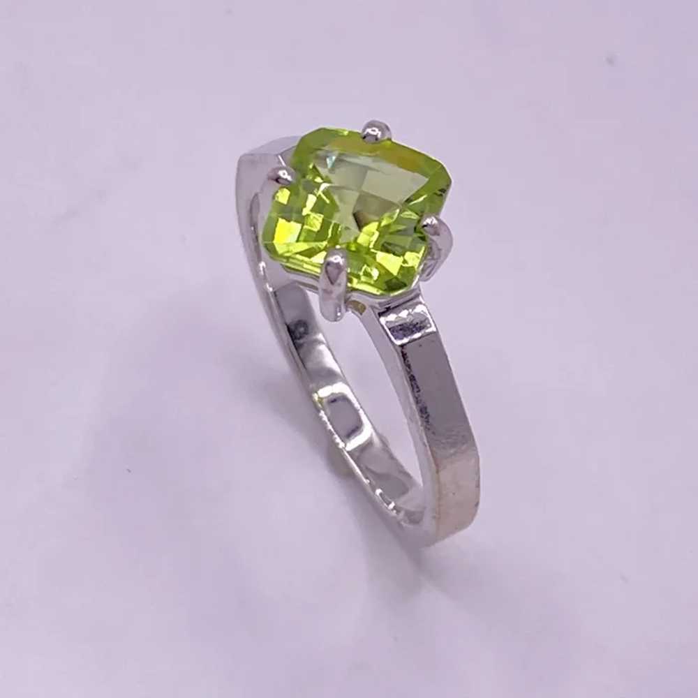 Peridot Solitaire Ring 1.45 Carat 14K White Gold - image 4