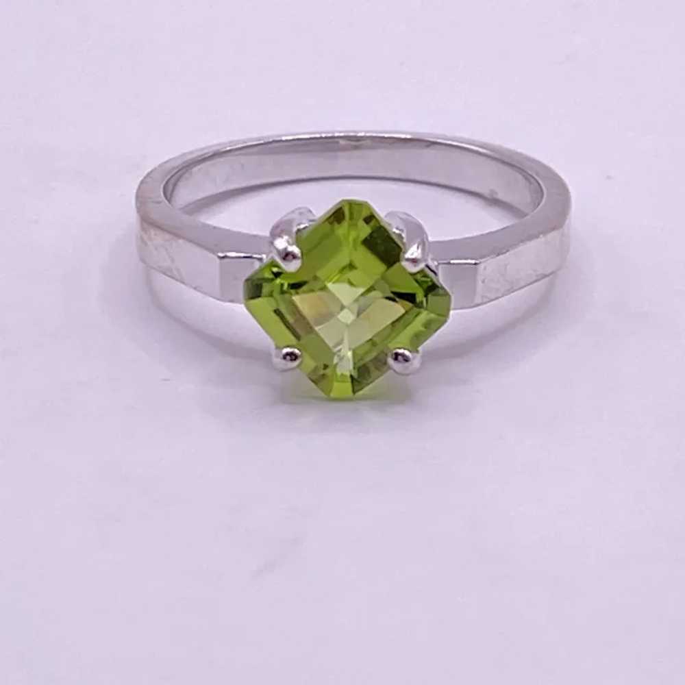 Peridot Solitaire Ring 1.45 Carat 14K White Gold - image 5