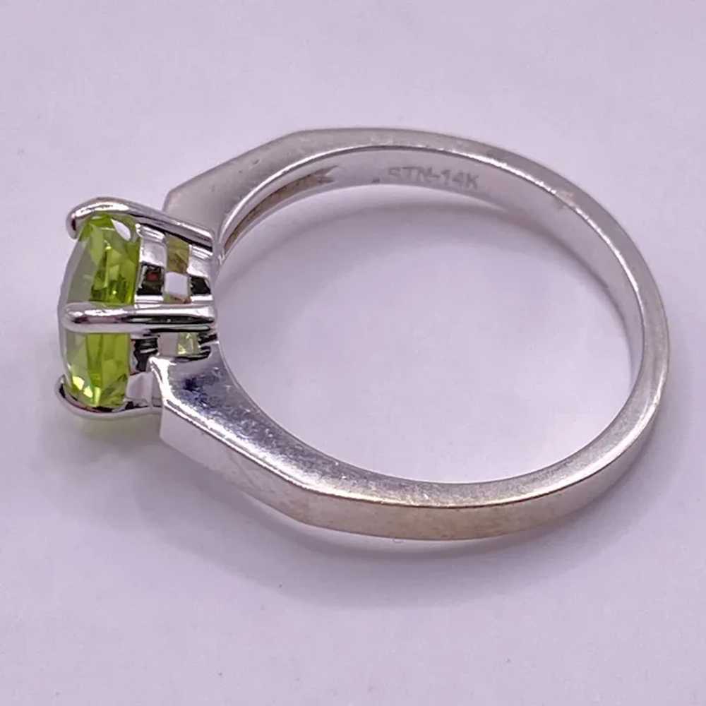 Peridot Solitaire Ring 1.45 Carat 14K White Gold - image 6