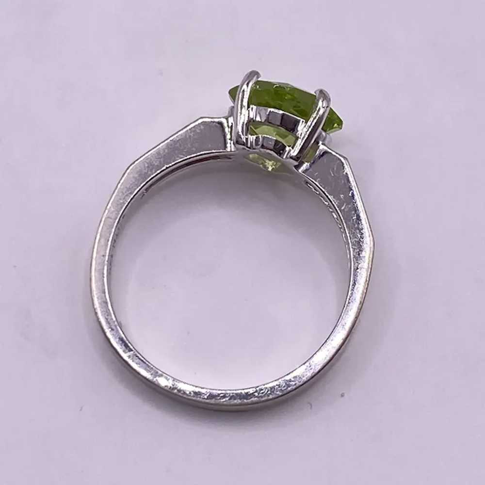 Peridot Solitaire Ring 1.45 Carat 14K White Gold - image 7