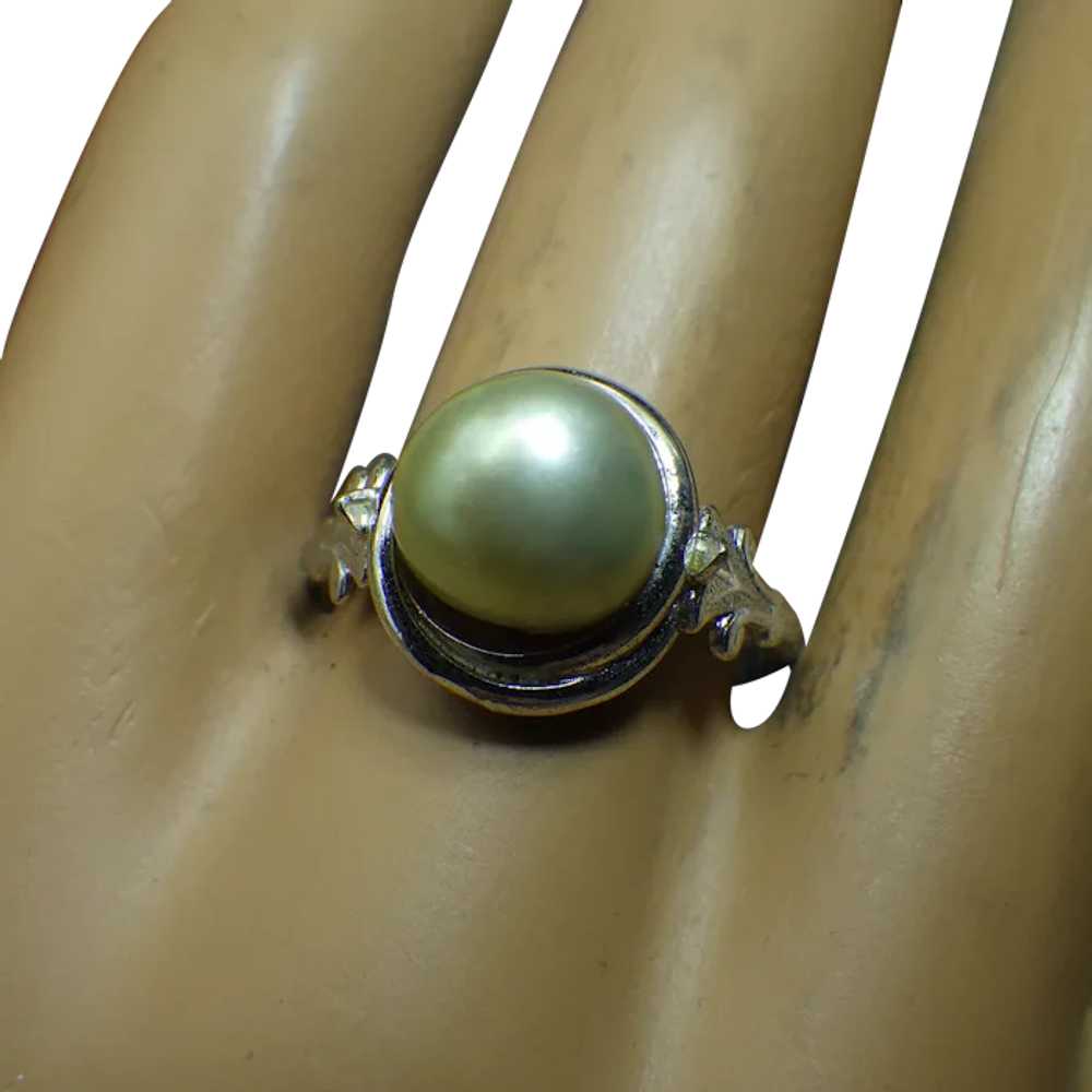 Silver and Cultured Pearl, Chinese Export Ring, N… - image 1