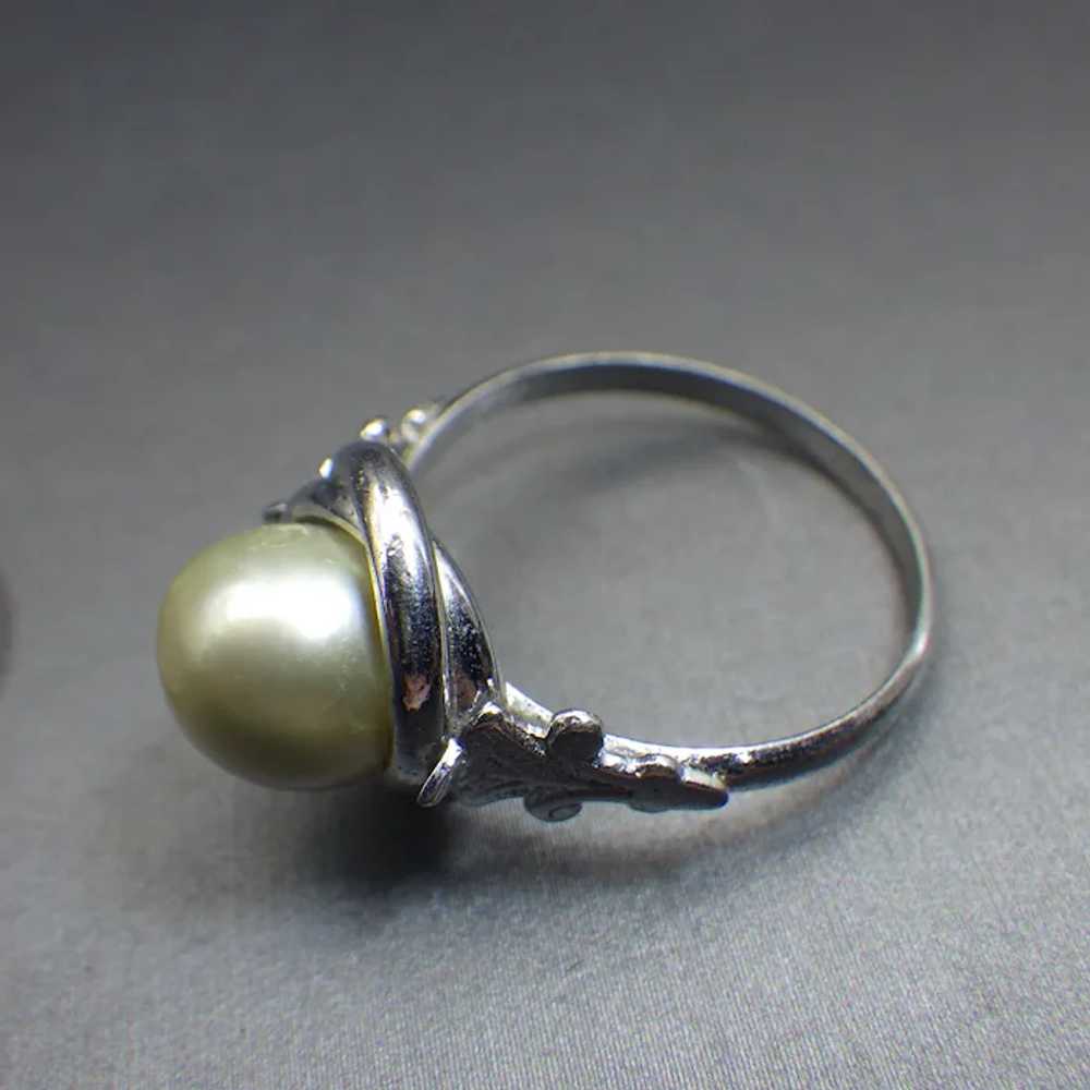 Silver and Cultured Pearl, Chinese Export Ring, N… - image 4