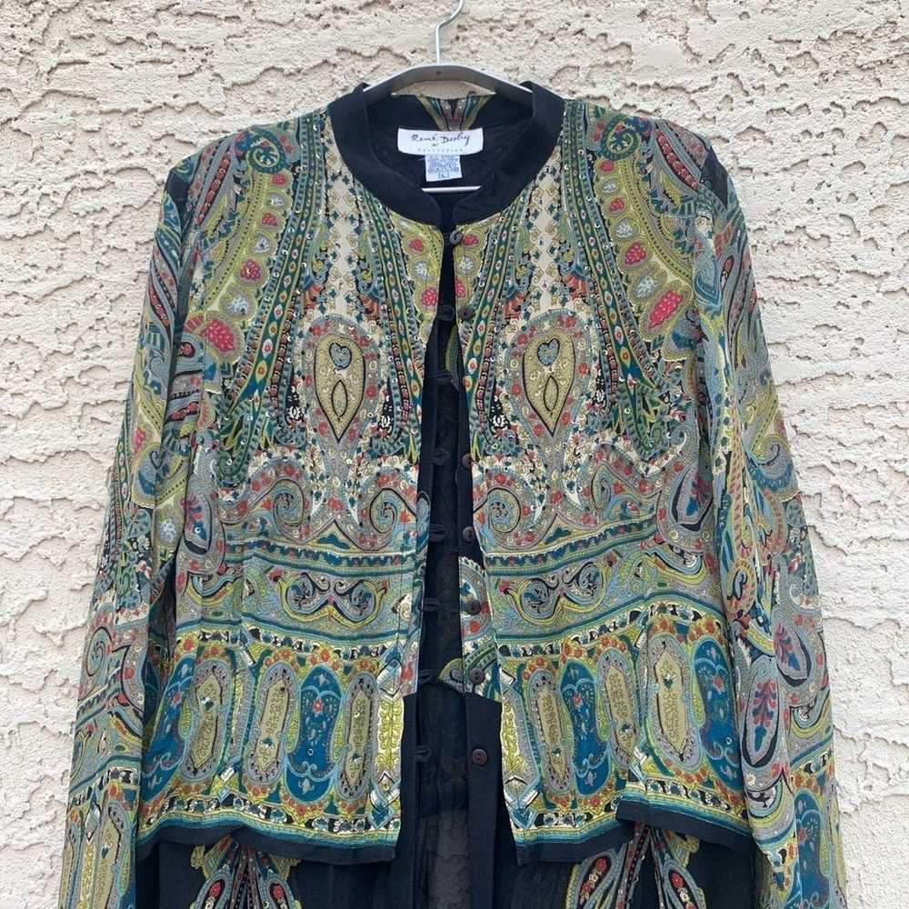 Vintage Rene Derhy collection button up layered d… - image 2