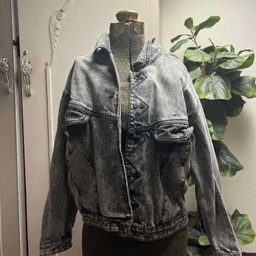 Vintage Gray/Black Acid Wash Denim Jacket