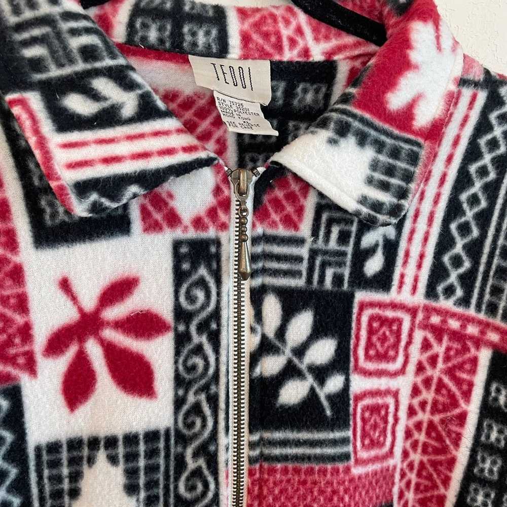 Vintage Teddi Fleece Jacket Holiday Pattern Size … - image 5