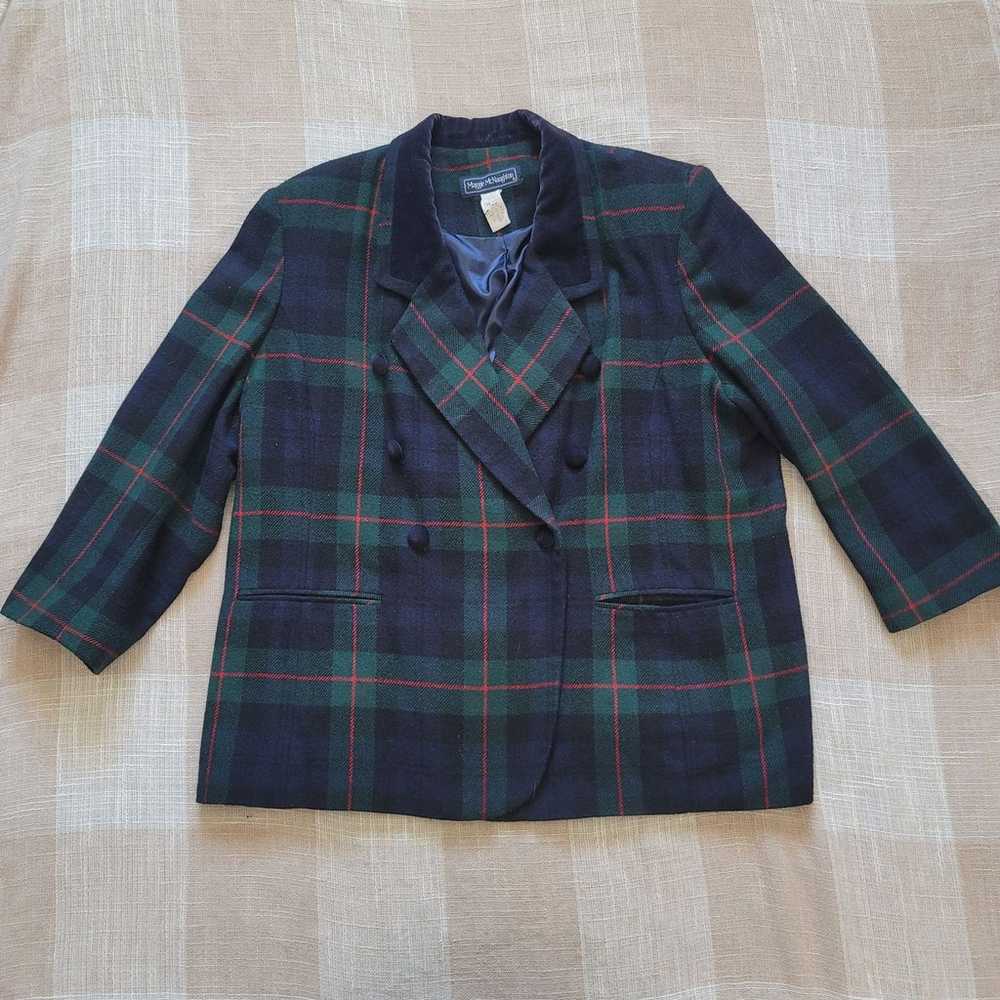 Vintage Double Breasted Plaid Blazer - image 2