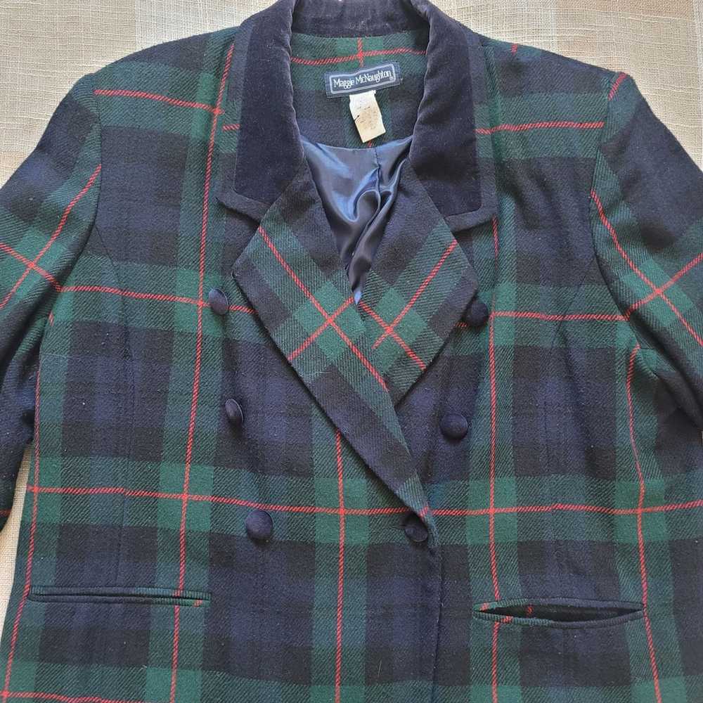 Vintage Double Breasted Plaid Blazer - image 3