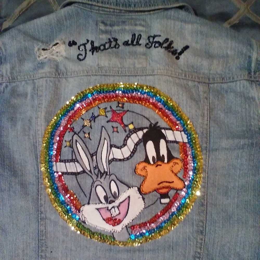 Mudd denim jacket, hand painted bugs bunny and da… - image 1