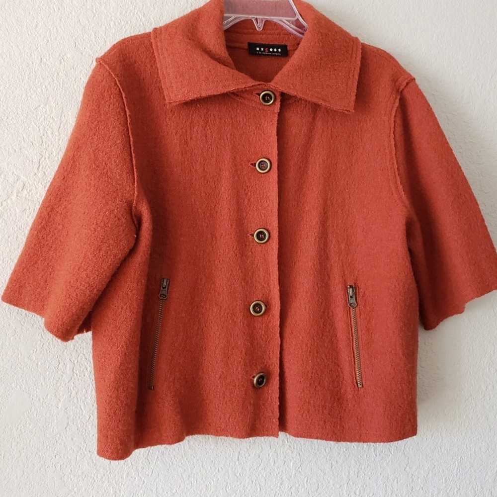 Vintage Cropped Wool Cape Coat Burnt Orange Brick… - image 12