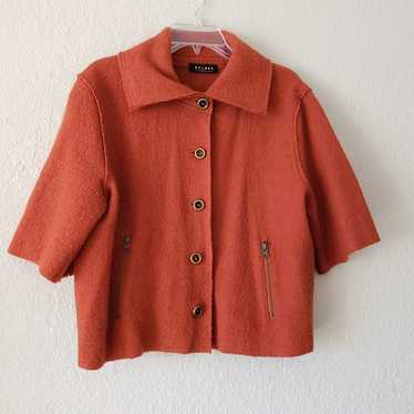 Vintage Cropped Wool Cape Coat Burnt Orange Brick… - image 1
